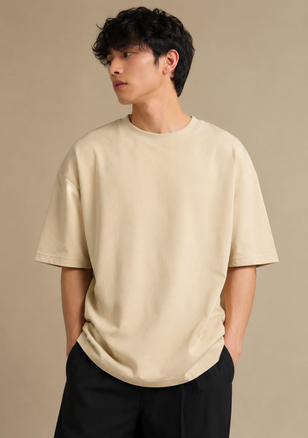 Sand Beige Oversized T-Shirt