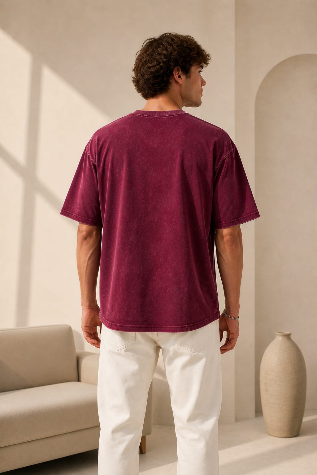 Maroon Acid Wash Oversized T-Shirt